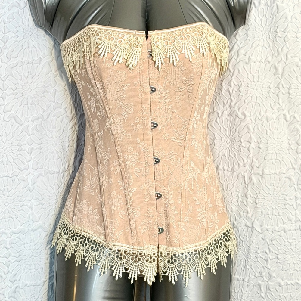 Lace Trim Jacquard Corset